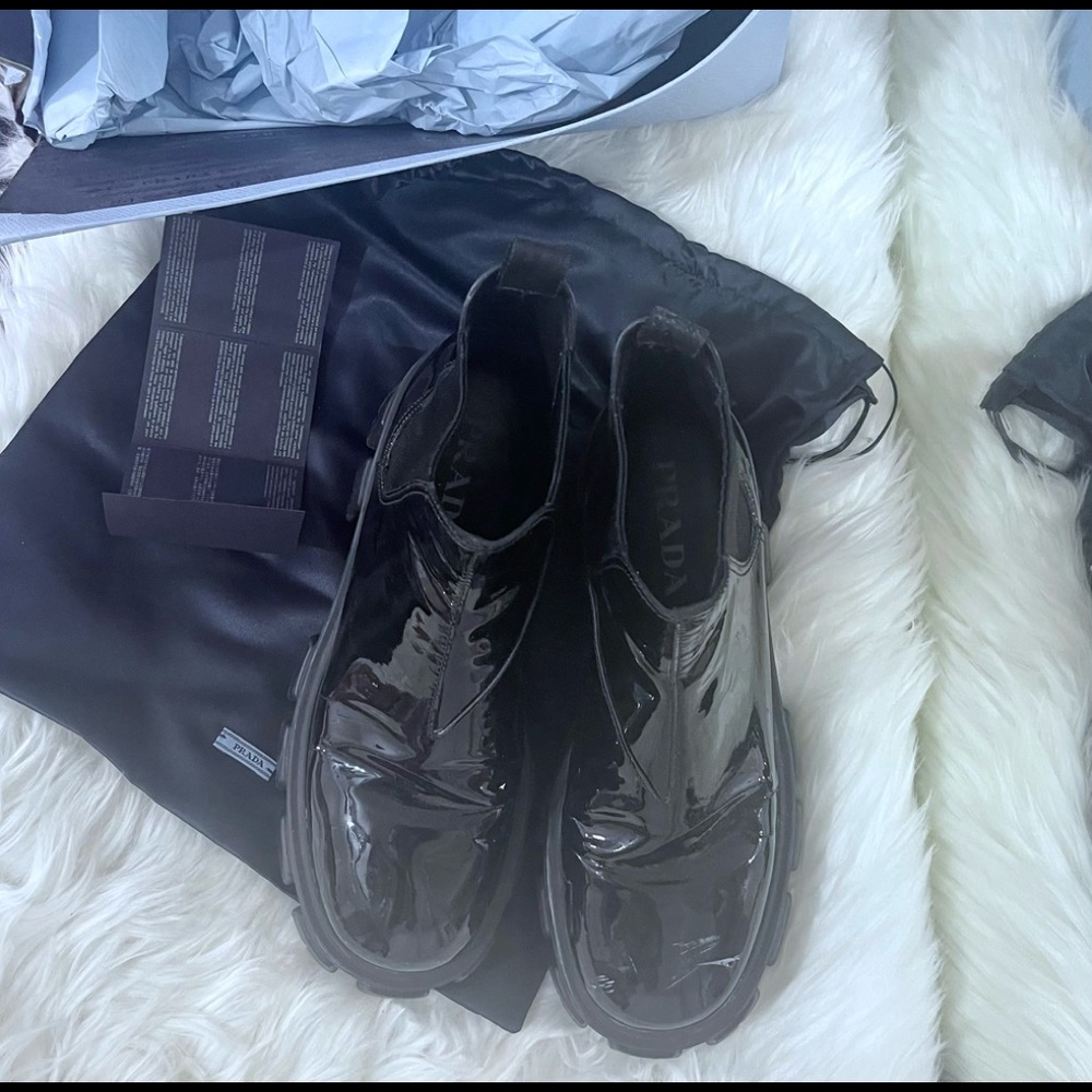 Prada Chelsea Boot Black Patent Leather 39.5
